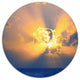 Scenic Yellow Sunset In Ocean, Landscape Disc Metal Artwork, 11"