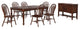 8-Piece 76" Extendable Butterfly Dining Table Set, Chestnut Brown Wood