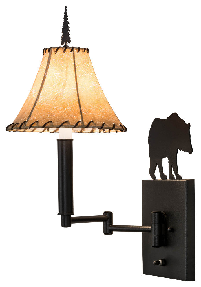 8W Black Bear Swing Arm Wall Sconce