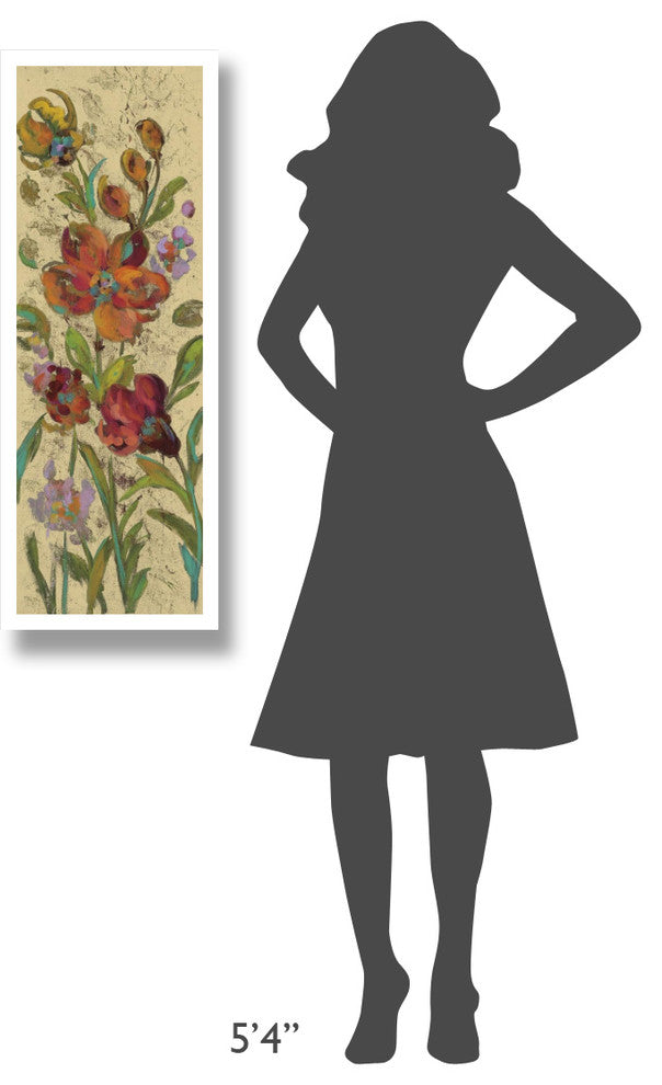 "July Garden Trio I on Cream" Digital Paper Print by Silvia Vassileva, 14"x38"