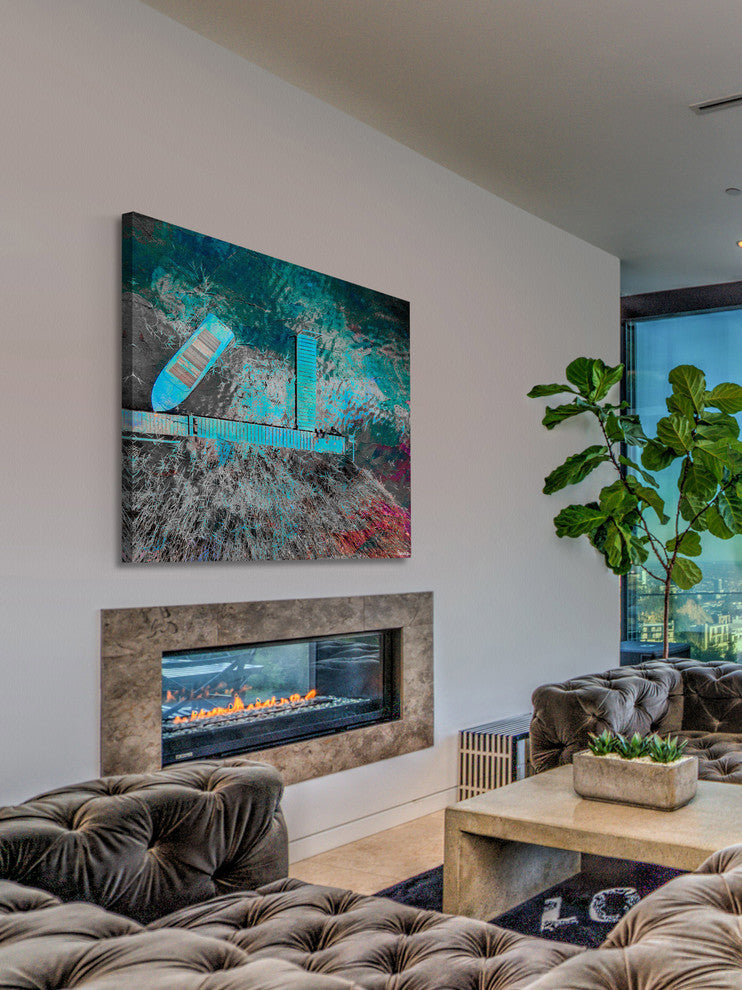 "Blue Pier" Painting Print on Wrapped Canvas, 48"x48"