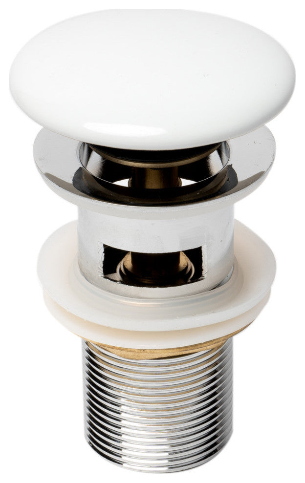 White Ceramic Mushroom Top Pop Up Drain for Sinks With Overflow