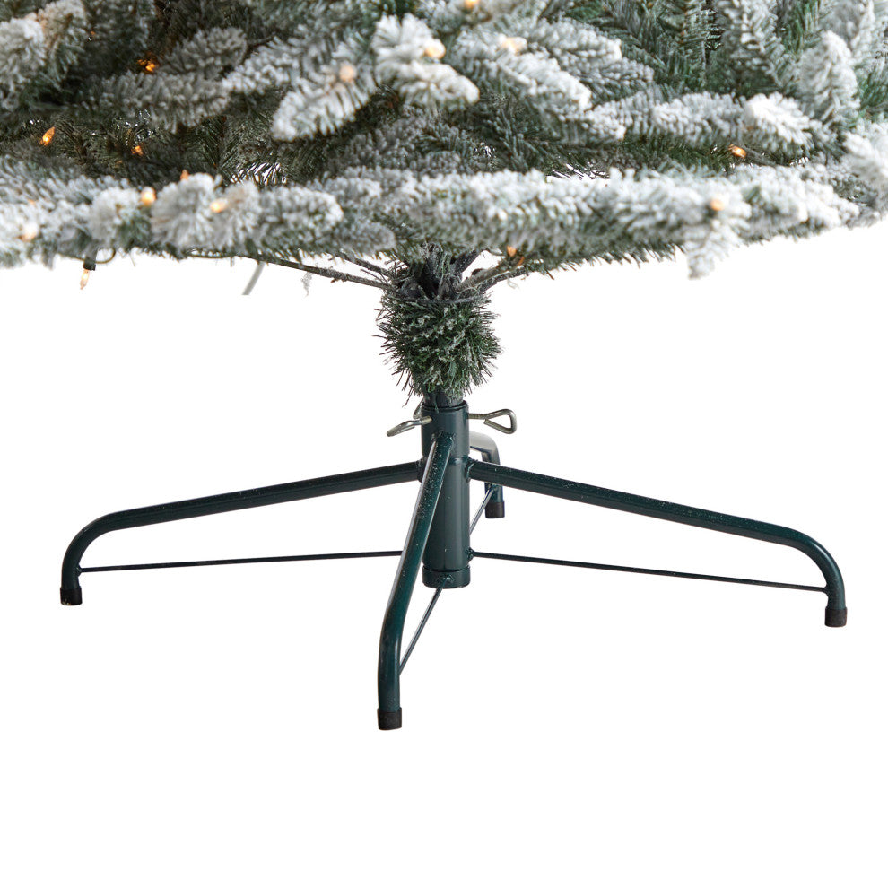 8' Flocked West Virginia Spruce Artificial Christmas Tree With 600 Clear Lights