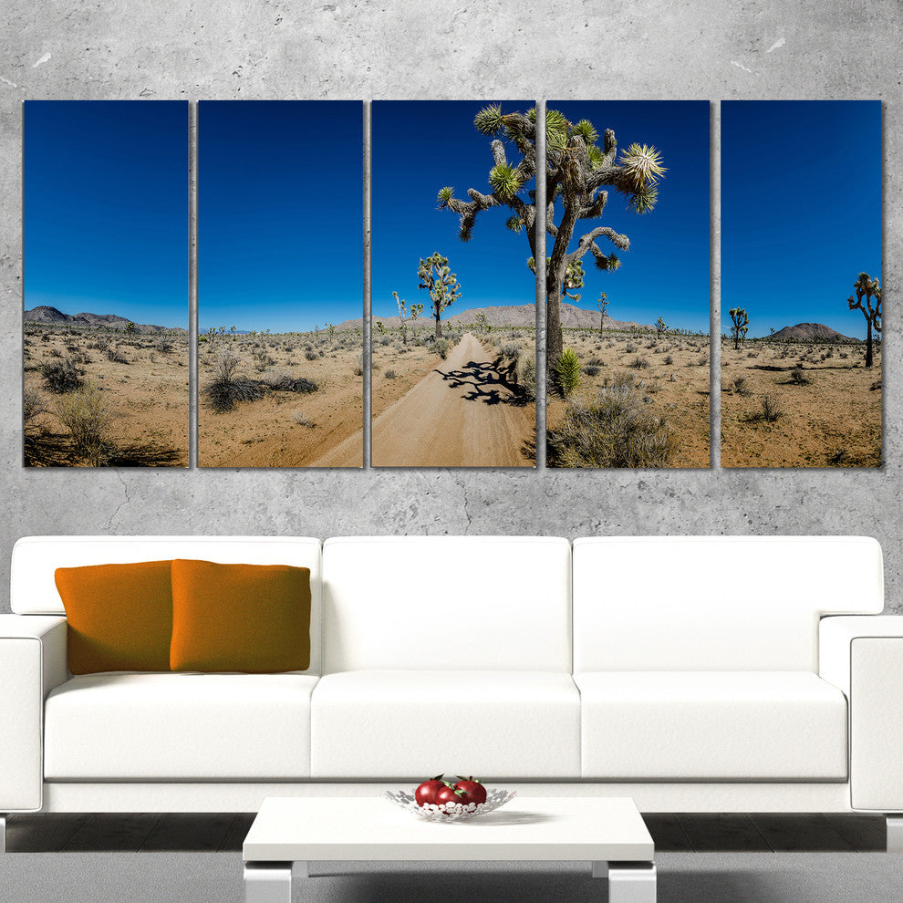 "Sandy Desert Road Panorama" Landscape Wall Art Print, 5 Panels, 60"x28"