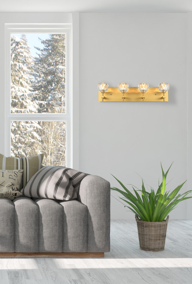 4 Light Wall Sconce, Gold