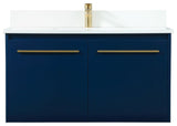 Elegant VF44536MBL-BS 36" Single Bathroom Vanity, Blue With Backsplash