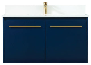 Elegant VF44536MBL-BS 36" Single Bathroom Vanity, Blue With Backsplash