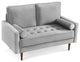 57" Gray and Dark Brown Velvet Love Seat and Toss Pillows