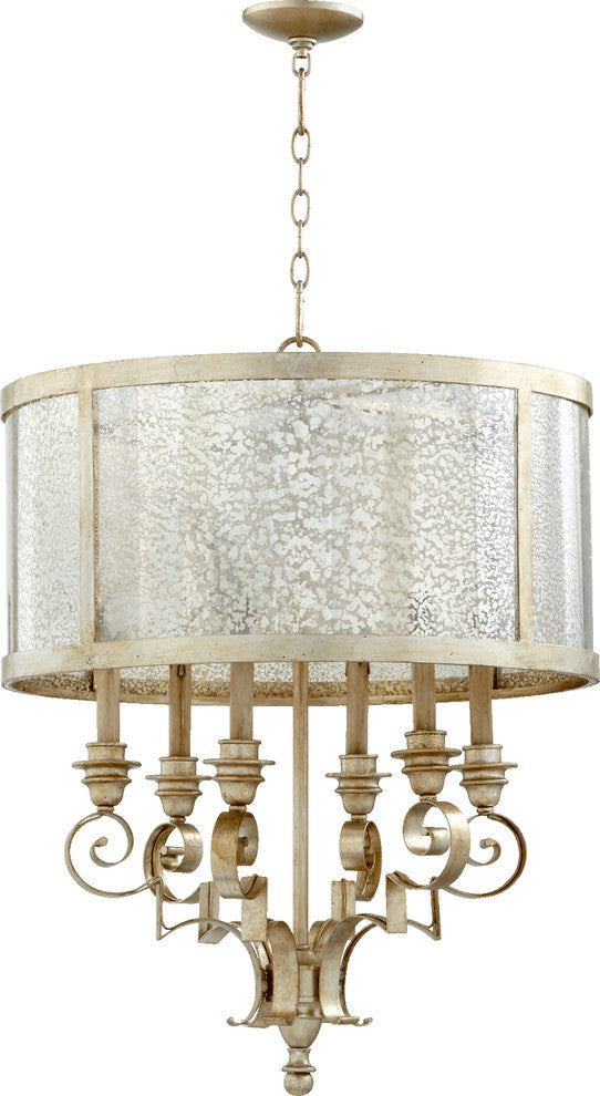 Champlain 6-Light Chandelier, Aged Silver Leaf