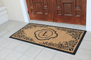 A1HC First Impression Hand Crafted Ella Entry Coir Monogrammed Double Doormat, L