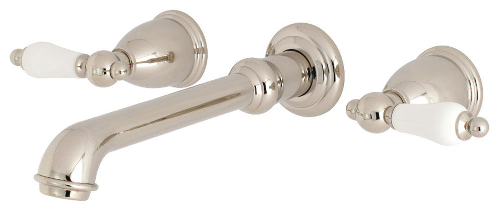 Kingston Brass Two-Handle Wall Mount Tub Faucet, Polished Nickel
