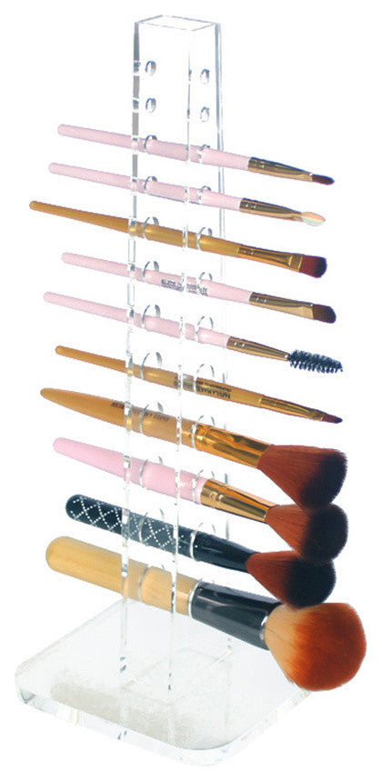 OnDisplay Acrylic Cosmetic Brush Organization Tower - Handmade Clear Acrylic Ma