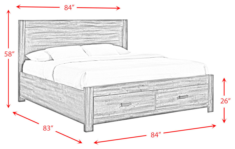 Picket House Furnishings Wren King Platform Storage Bed, Chestnut