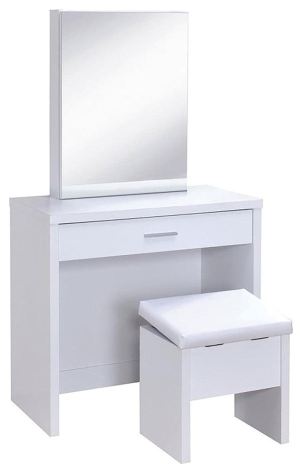 Coaster Harvey 2-piece Faux Leather Vanity Set with Lift-Top Stool White