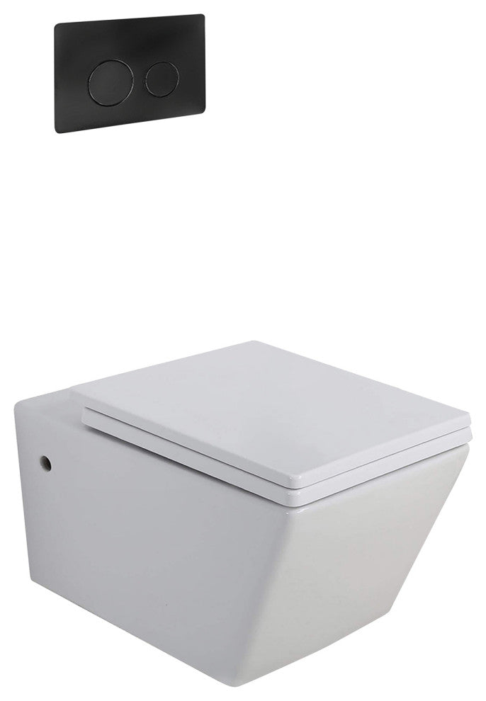 In-Wall Toilet Set, 2"x4" Carrier and Tank, Black Round Metal Actuators