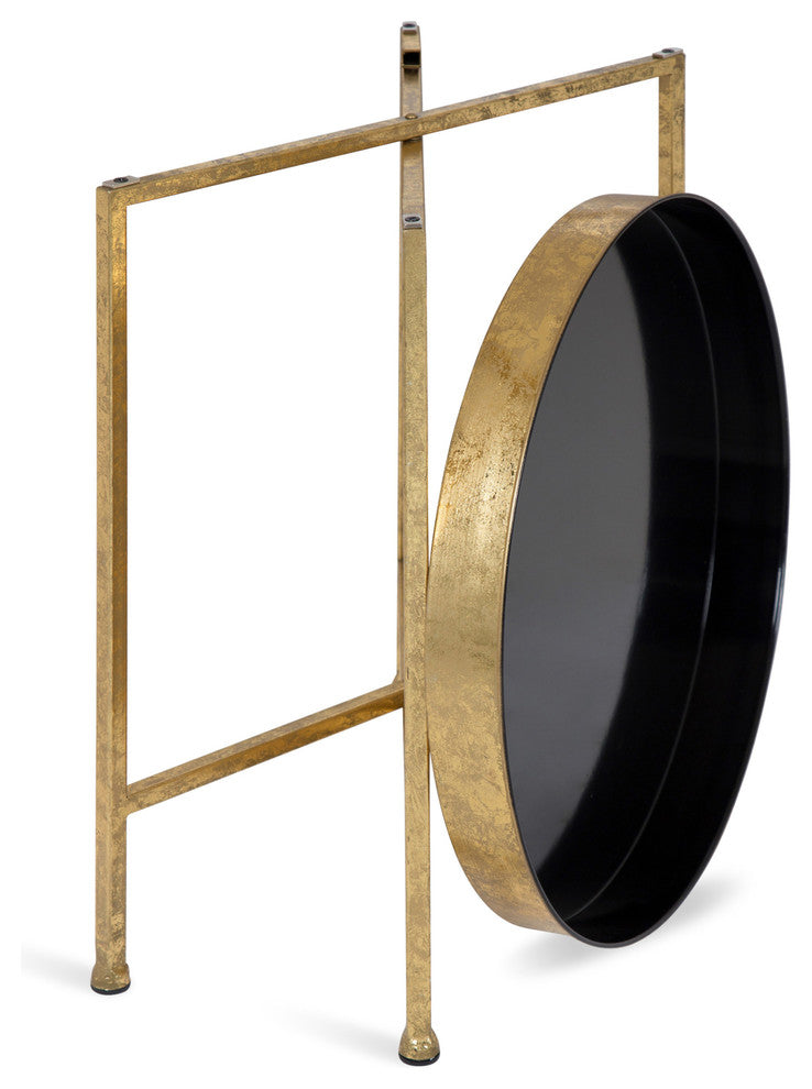 Celia Round Metal Side Table, Gold Black