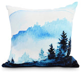 Winter Scene 20" Blue Holiday Print Decorative Throw Pillow