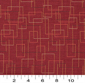 Burgundy Salmon Green Geometric Squares Durable Upholstery Fabric By The Yard