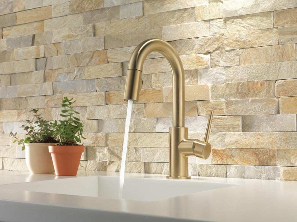 Delta Trinsic Single Handle Pull-Down Bar / Prep Faucet, Champagne Bronze