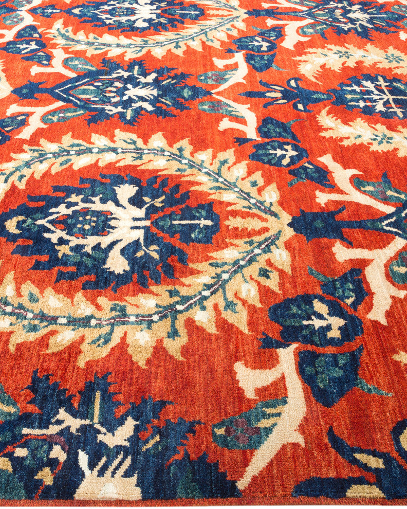 Eclectic, One-of-a-Kind Hand-Knotted Area Rug Orange, 6'7"x10'5"