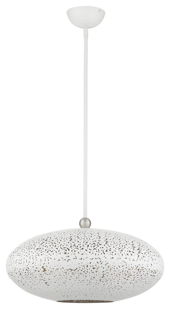 Livex Lighting Charlton 3 Light White With Brushed Nickel Accents Large Pendant