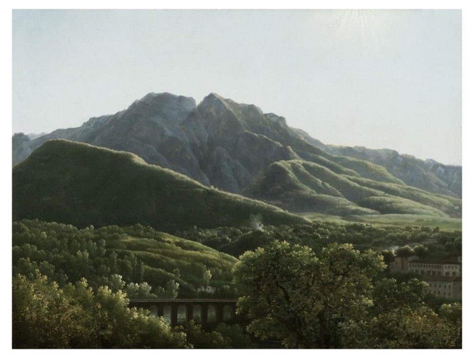 "Bridge and Part of the Town of Cava, Kingdom of Naples" Paper Art, 26"x20"