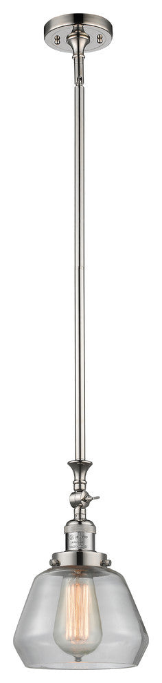 Fulton 1-Light LED Mini Pendant, Polished Nickel, Glass: Clear