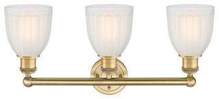 Brookfield 3-Light 24" Bath Vanity Light, Brushed Brass Finish, White Shade