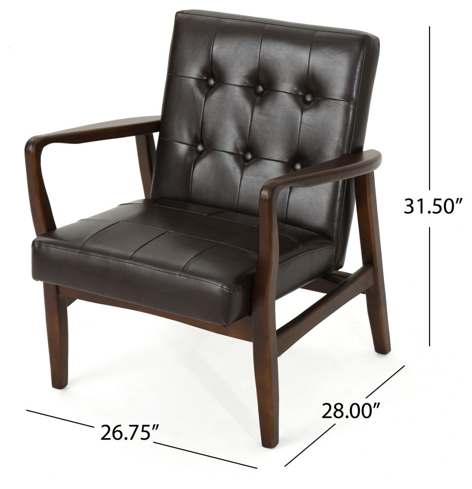 GDF Studio Callisto Mid Century Modern Fabric Club Chair, Brown