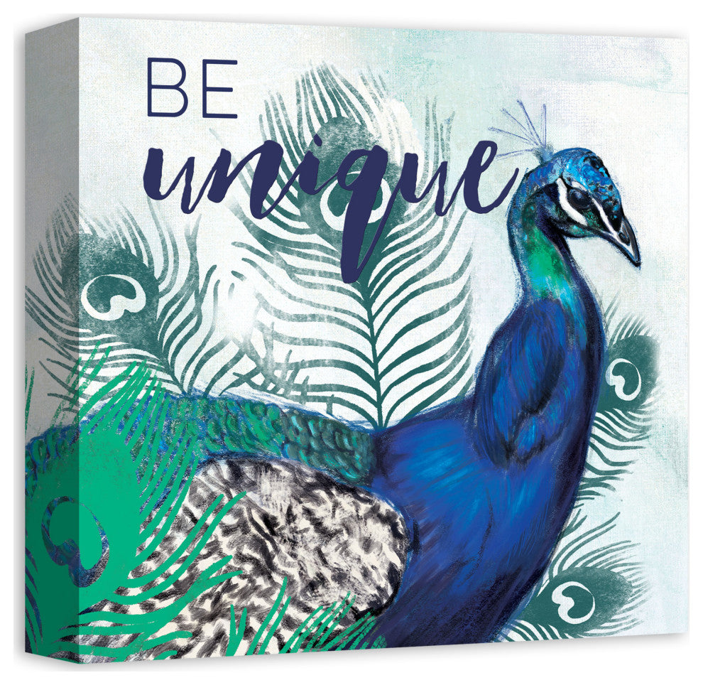 Sketchy Peacock 12x12 Canvas Wall Art