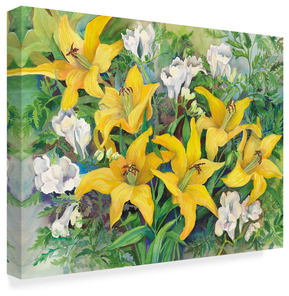Joanne Porter ''Gold Lilies And Freesia'' Canvas Art, 32"x24"