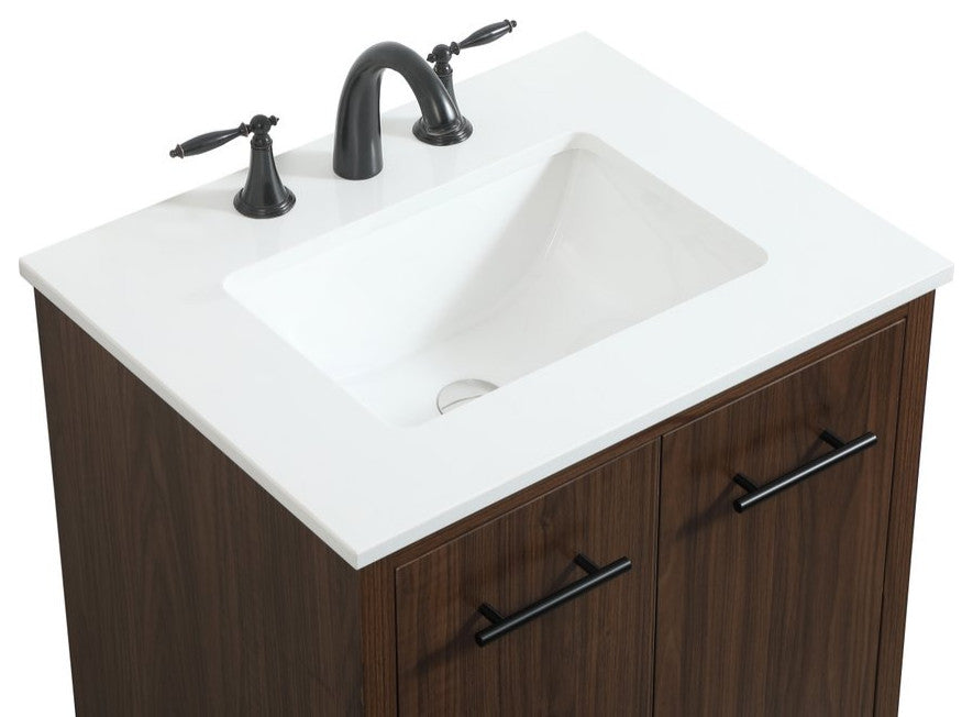 Home Living 19" Midcentury Modern Walnut-Light Bathroom Vanity