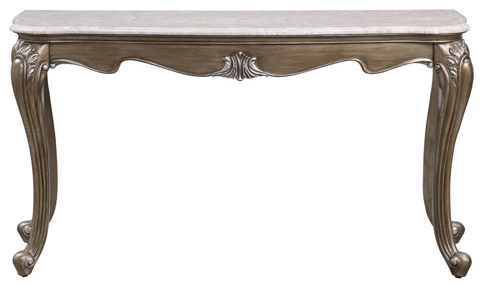Elozzol Sofa Table, Marble Top and Espresso Finish