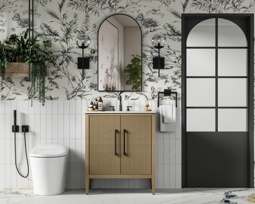 Home Living 30" Single Bathroom Vanity, Linen Oak