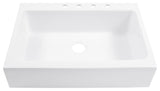 Parker White Fireclay 34" Single Bowl Quick-Fit Drop-In Kitchen Sink, 4 Holes