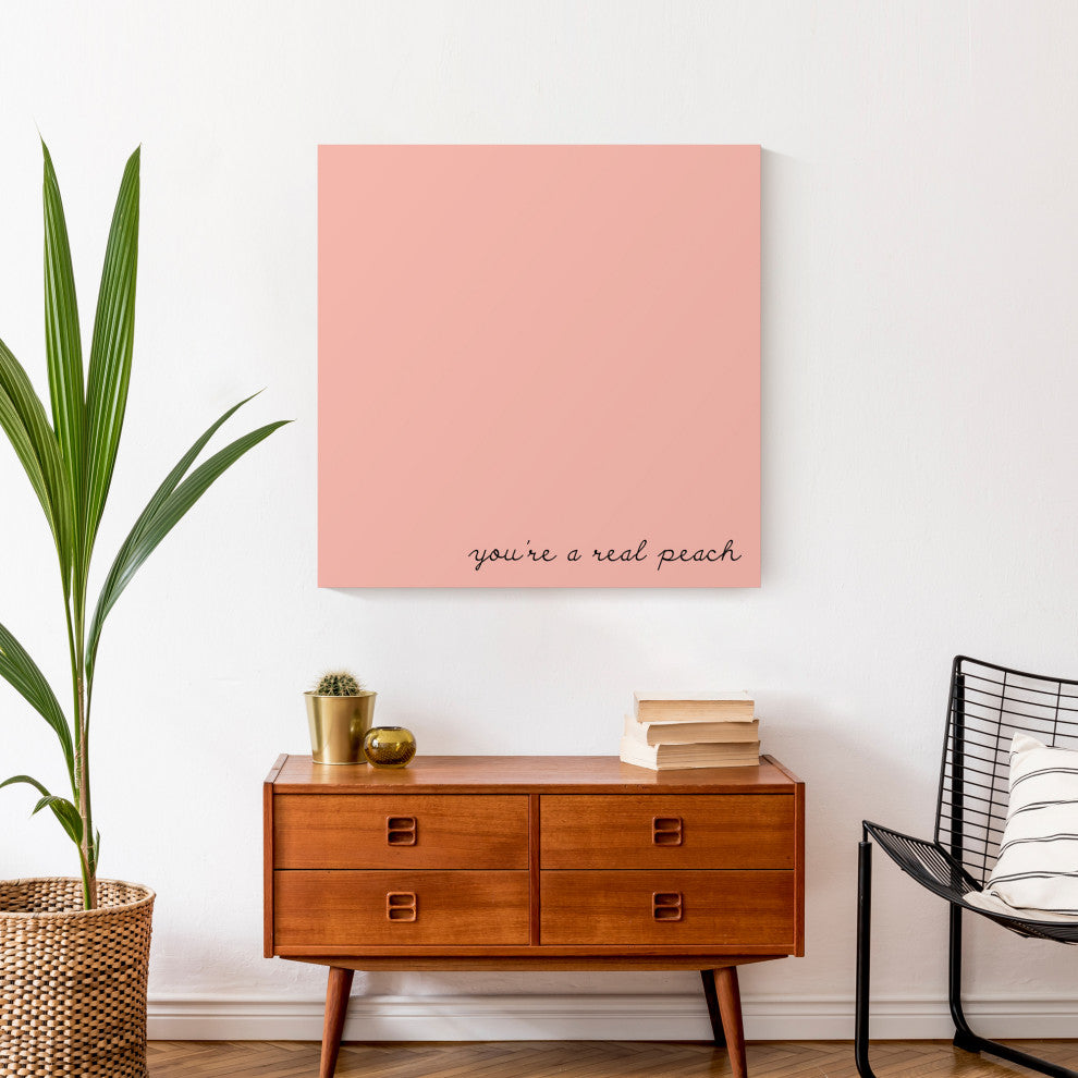 Youre A Peach Script Black Plain Canvas 24x24 Canvas Wall Art