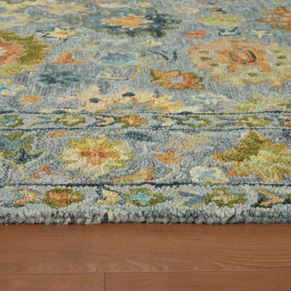 Jackson Traditional Gray Hand-Hooked Area Rug 3'6" x 5'6"