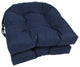 16" Outdoor Spun Polyester U-Shaped Tufted Chair Cushions, Set of 2, Azul