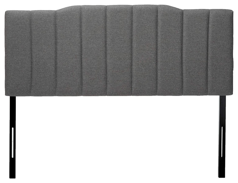 Upholstered Channel Stitched Headboard in Grey, Full