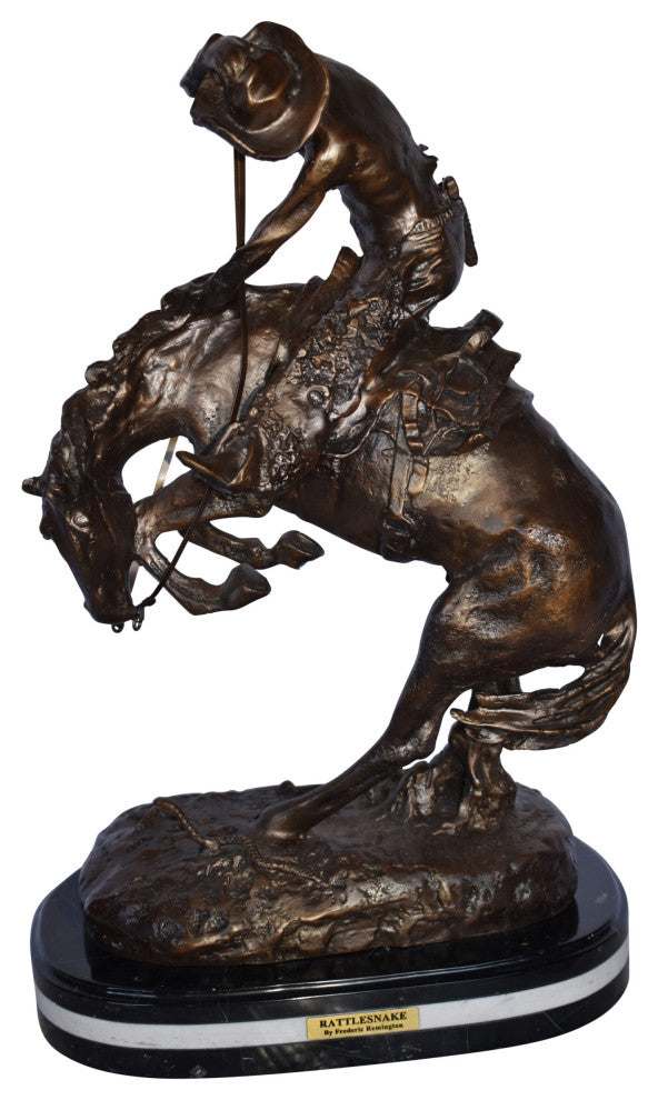 Rattlesnake Remington Replica Bronze Statue on A Marble  Size: 16" x 10" x 25"