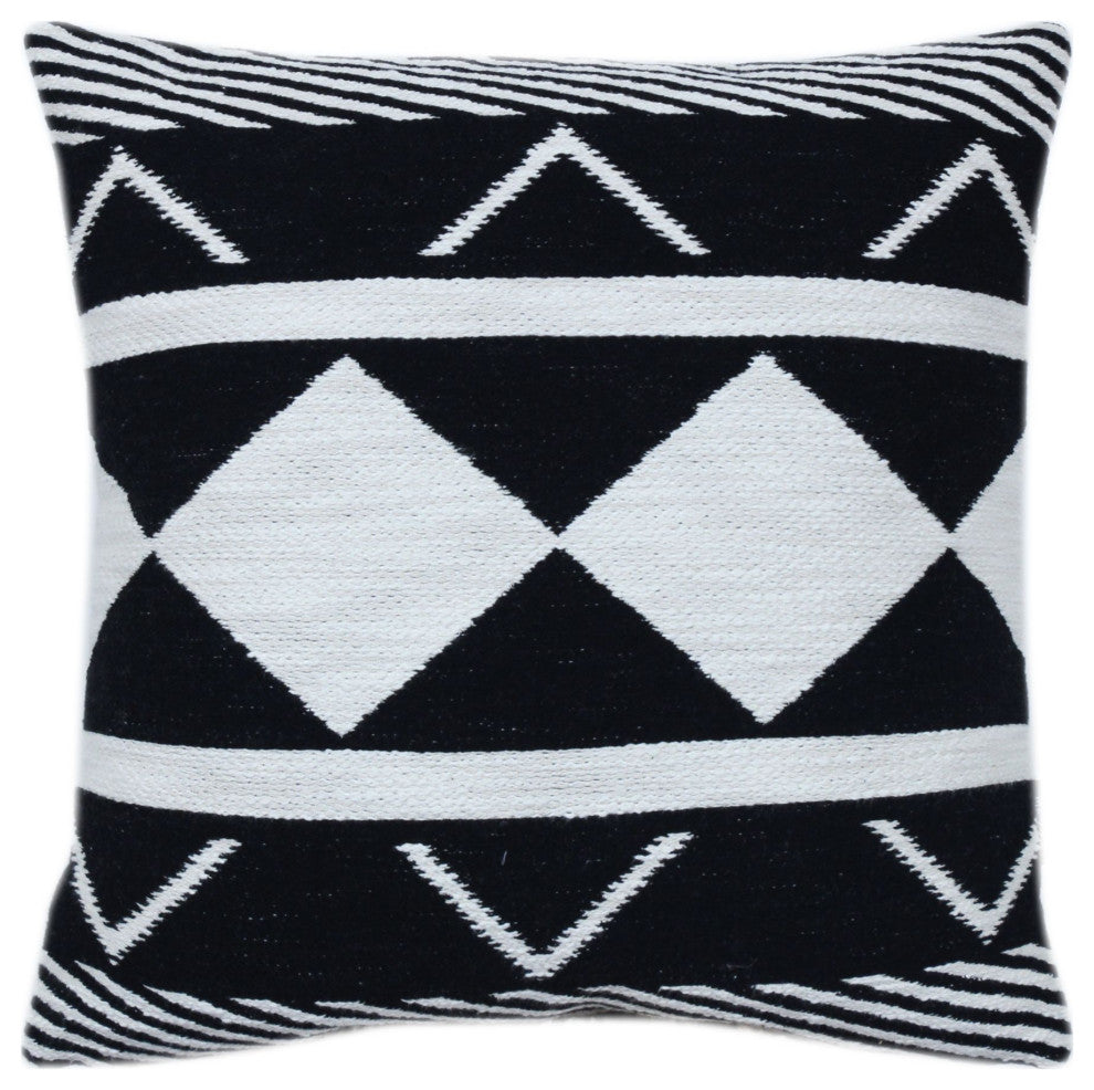 Black & White Machine Woven Brainard Throw Pillow, 20" x 20"