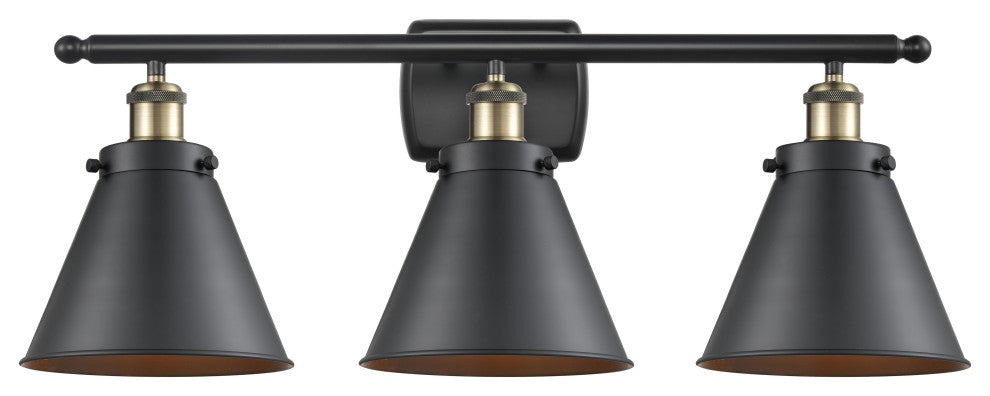 Innovations 916-3W-BAB-M13-BK 3 Light Bath Vanity Light, Black Antique Brass