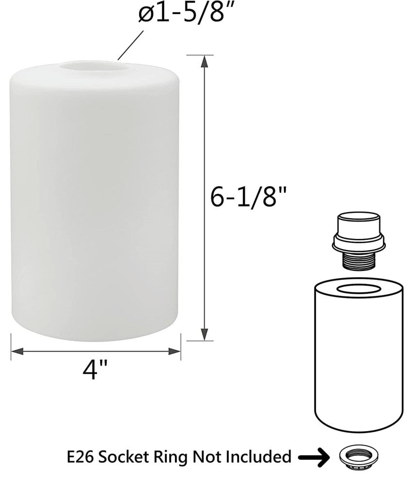 23609-04 Replacement Clear&White Opal Cyinder Glass Shade,4 Pack.