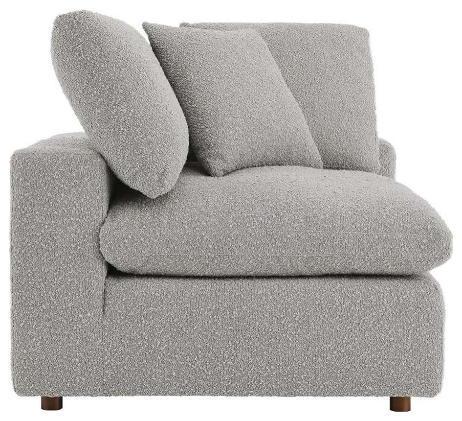 Modway Commix Upholstered Boucle Fabric Corner Chair in Light Gray