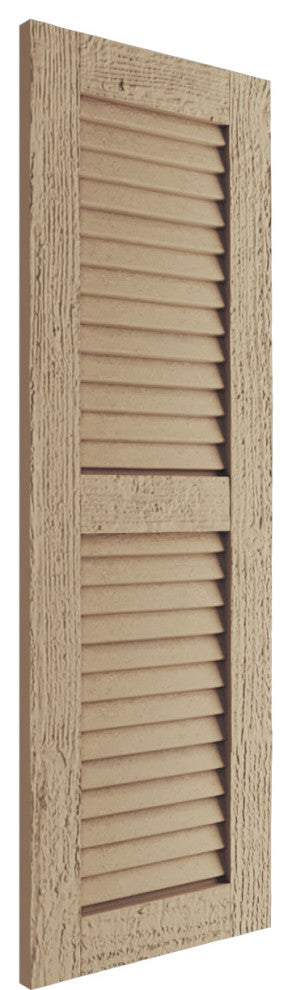 Rustic 2 Equal Louver Faux Wood Shutters, Per Pair, Rough Sawn, 15x52"