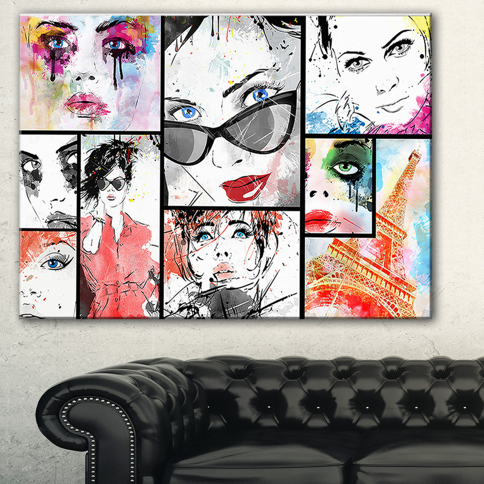 "Girls Collage" Canvas Print, 32"x16"