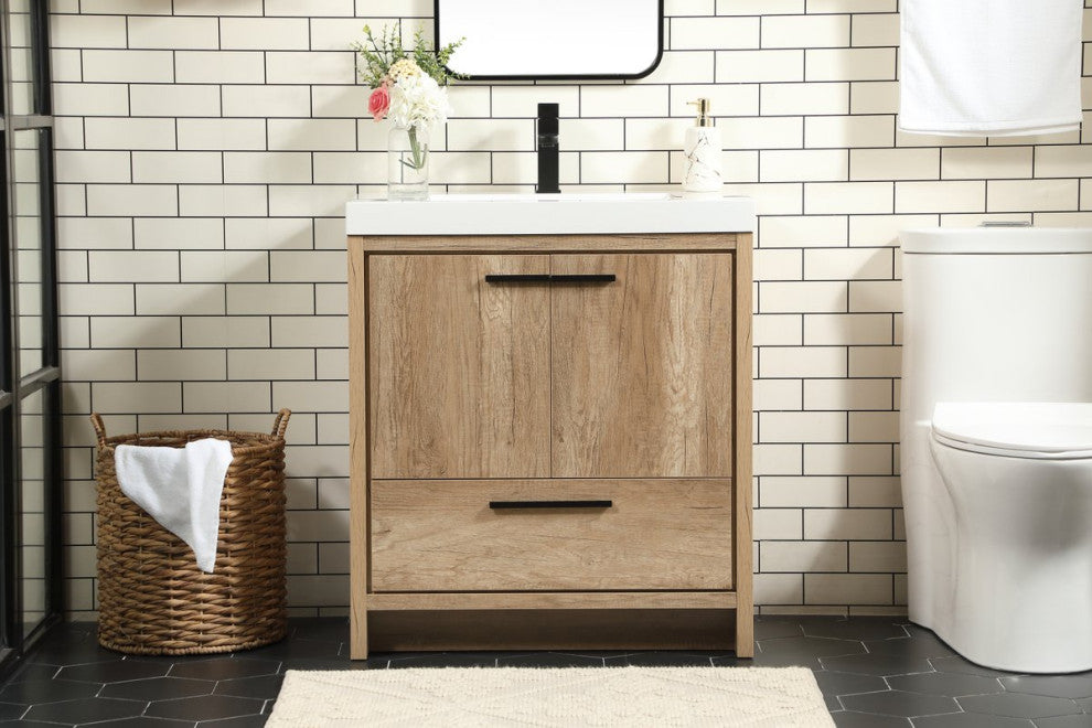 Walker Natural Oak-Light Bathroom Vanity, Natural Oak, 30"