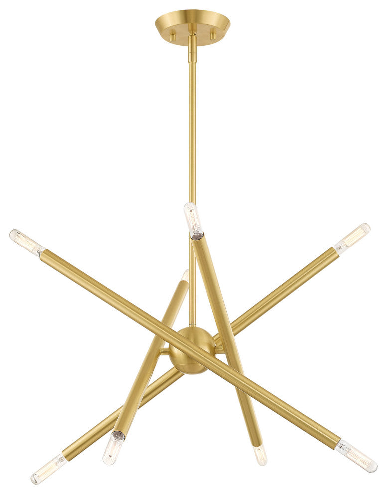 Soho Eight Light Chandelier, Satin Brass