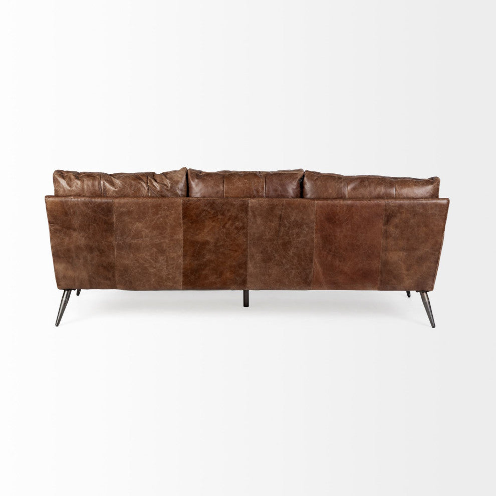 Cochrane II Genuine Brown Leather Three Seater Sofa