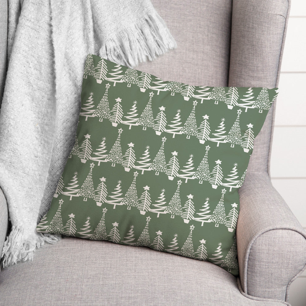 Sage Christmas Tree Pattern 18x18 Indoor/Outdoor Pillow